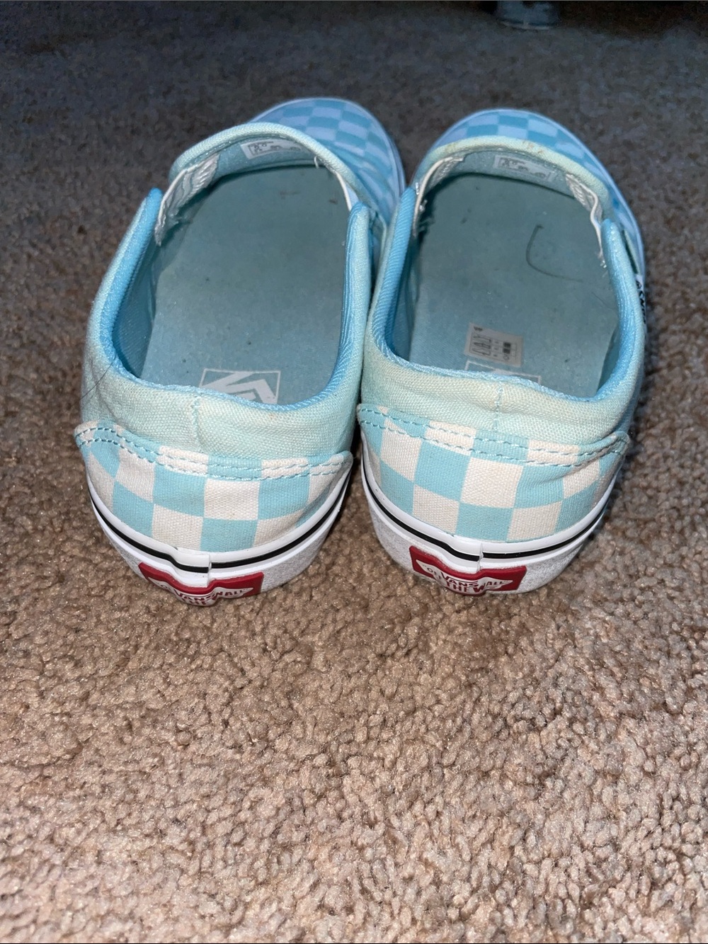 Vans Womens Slip-On Checkerboard Shoes - Light Blue/White - Picture 3 of 4